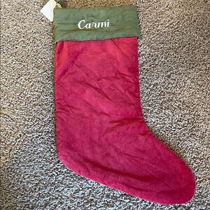 Pottery Barn Holiday Velvet Stocking in Red and Green